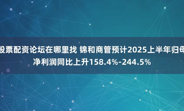 股票配资论坛在哪里找 锦和商管预计2025上半年归母净利润同比上升158.4%-244.5%
