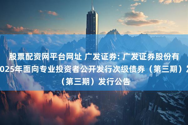 股票配资网平台网址 广发证券: 广发证券股份有限公司2025年面向专业投资者公开发行次级债券（第三期）发行公告