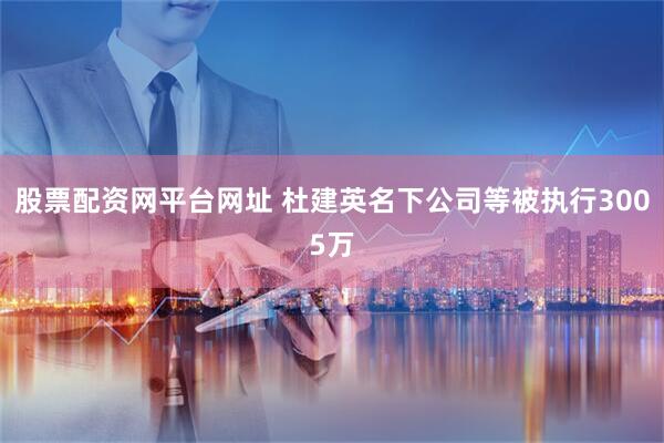 股票配资网平台网址 杜建英名下公司等被执行3005万